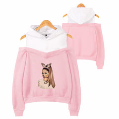 Off-shoulder hooded sweatshirt