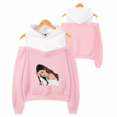 Off-shoulder hooded sweatshirt