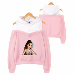 Off-shoulder hooded sweatshirt