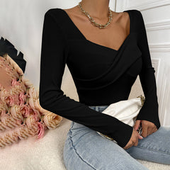Women's Slim Fit V-Neck Long Sleeve Knit Top