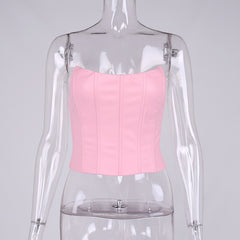 Fishbone Off-the-shoulder Collar Wrap Chest Vest Top Women