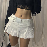 Solid Denim Fashion Pleated Skirt