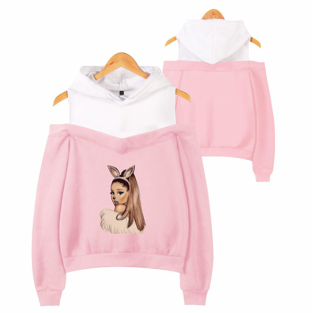 Off-shoulder hooded sweatshirt