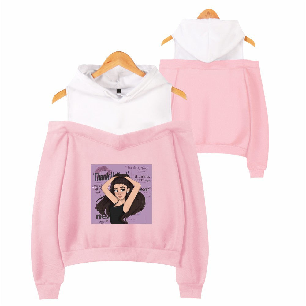 Off-shoulder hooded sweatshirt