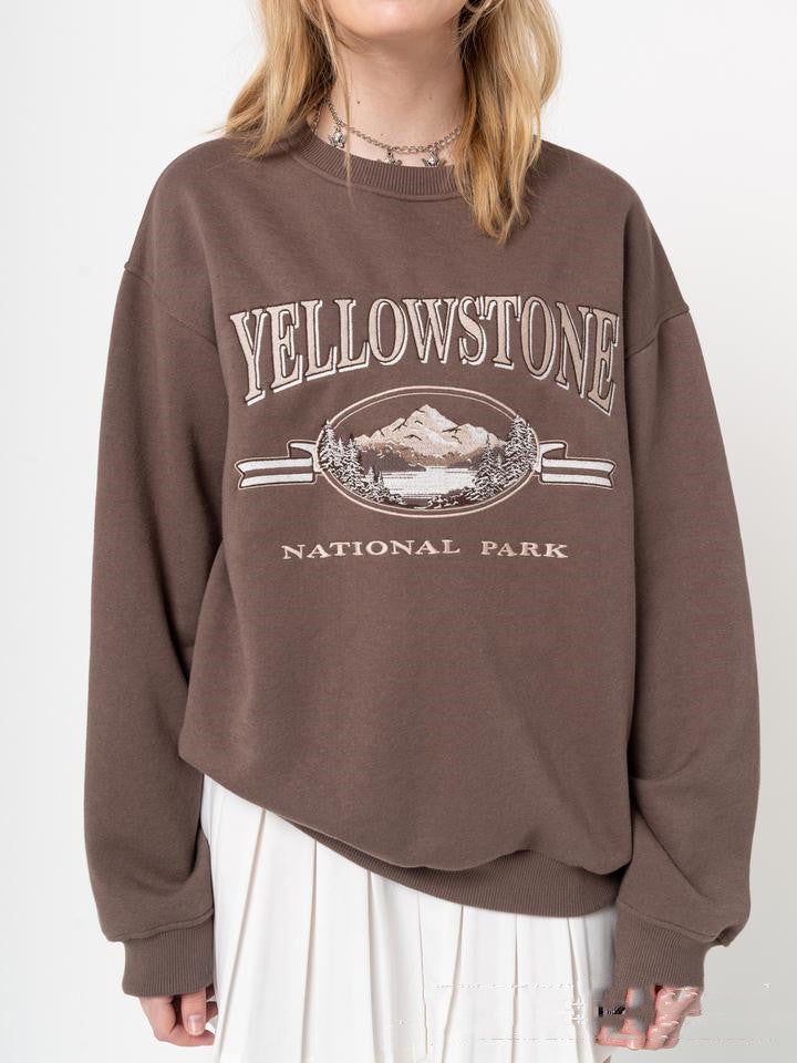 Autumn New Loose Round Neck Casual Long-sleeved Printed Sweater Trend