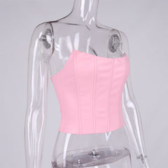 Fishbone Off-the-shoulder Collar Wrap Chest Vest Top Women