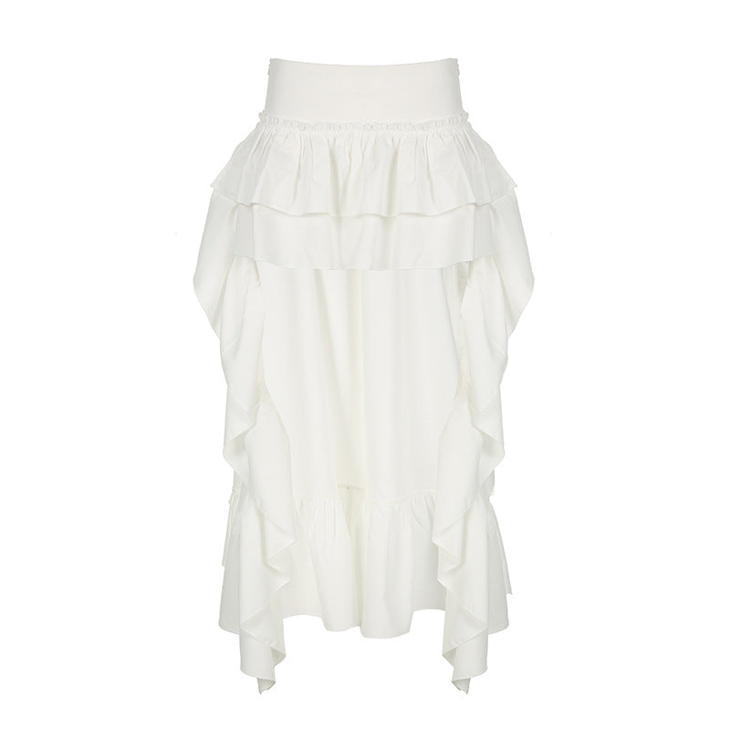 Party Style Pleated Ruffles Irregular Long Dress
