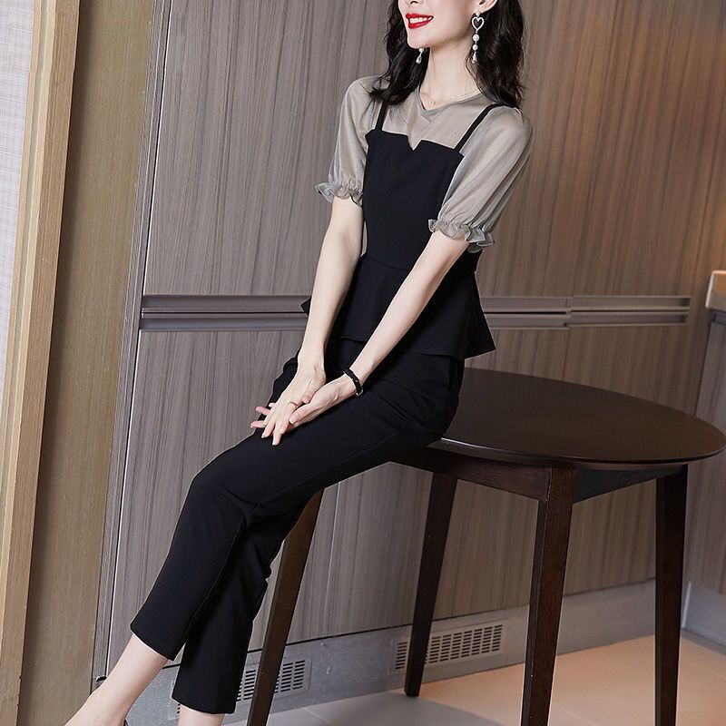 Fashion Chiffon Shirt Pants Casual Two-piece Suit